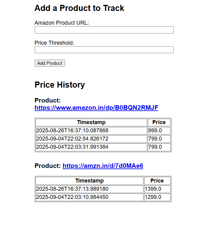 amazon price tracker website preview image